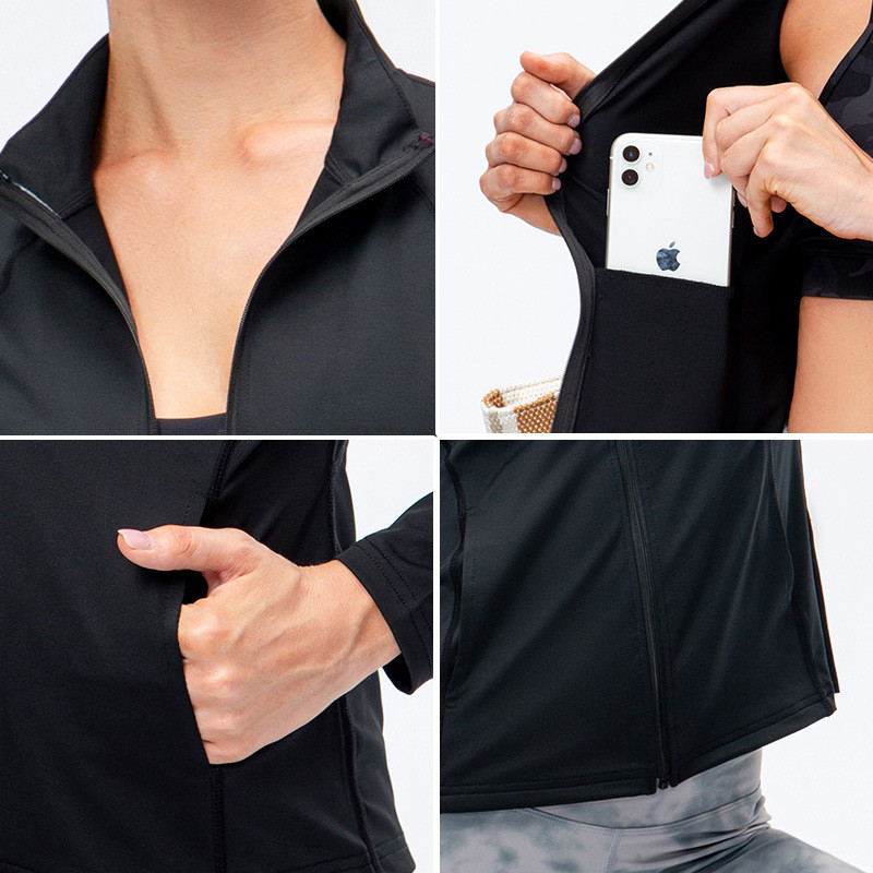 Sievietēm pieguļošs, tievs vingrinājums sporta jaka ar garām piedurknēm sporta apģērbs jogas krekls sporta zāle skriešana skriešana fitnesa topi pielāgots logotips