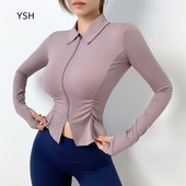 YUSHUHUA sügise uus kokkuvolditav spordijope Naiste lukuga fitnessjope Jõusaali Slim Fit joogatopsid välijooksujope