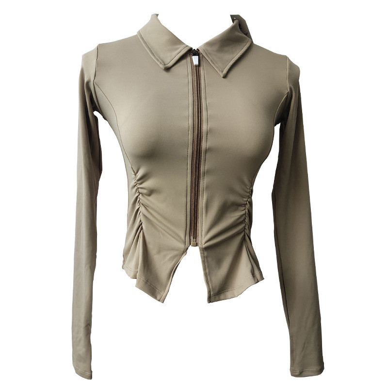 YUSHUHUA sügise uus kokkuvolditav spordijope Naiste lukuga fitnessjope Jõusaali Slim Fit joogatopsid välijooksujope