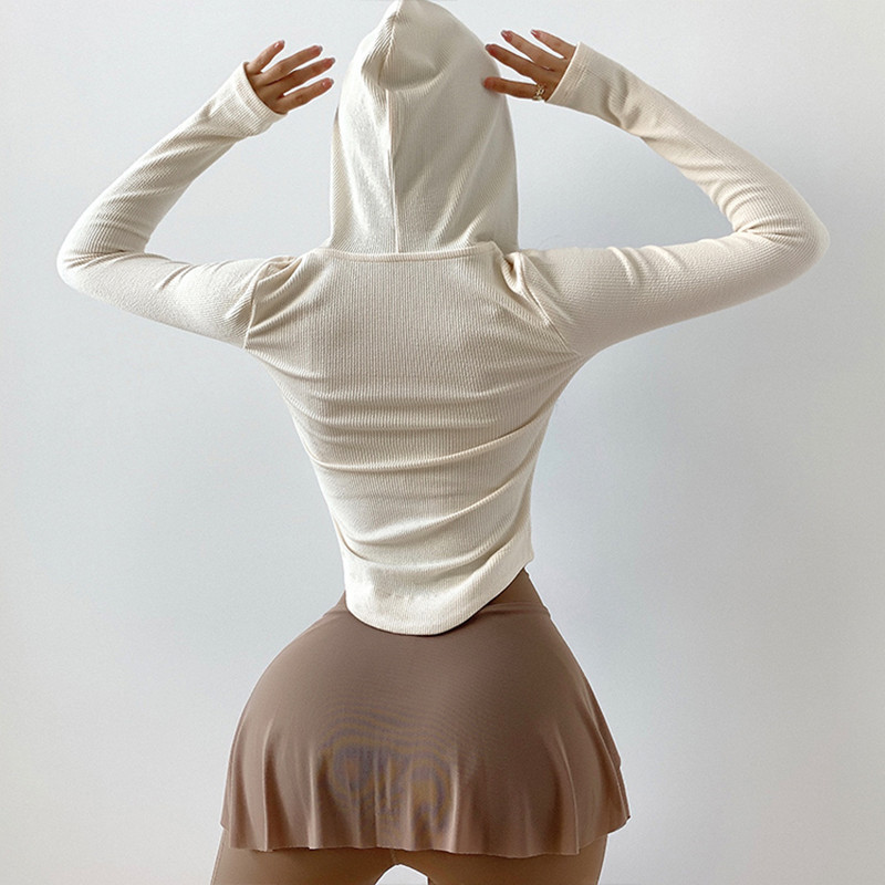 YUSHUHUA Proljeće Jesen Sportske majice s kapuljačom Ženska jakna za vježbanje Zatvarač Trenirke za trčanje Uske majice dugih rukava za trening