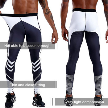 Компресивни мъжки клинове Фитнес Бързосъхнещи Спортни чорапогащи за фитнес Мъжки бягащи Еластични панталони за бодибилдинг Джогинг Рашгард