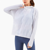 Ženska tanka jakna s kapuljačom na patentni zatvarač Sportska odjeća Sportska majica širokih rukava s podesivom uzicom za zatezanje Yoga Fitness Sveobuhvatni trening