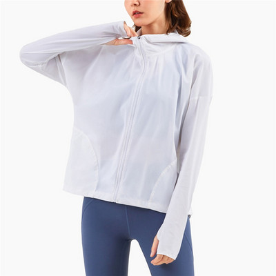 Ženska tanka jakna s kapuljačom na patentni zatvarač Sportska odjeća Sportska majica širokih rukava s podesivom uzicom za zatezanje Yoga Fitness Sveobuhvatni trening