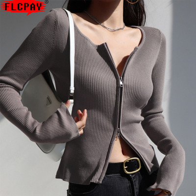 Sports Top Women`s Double Zip Long Sleeve Jacket Gym Quick Dry Running Training Sports Solid Color Yoga Workout Wear Sportswear