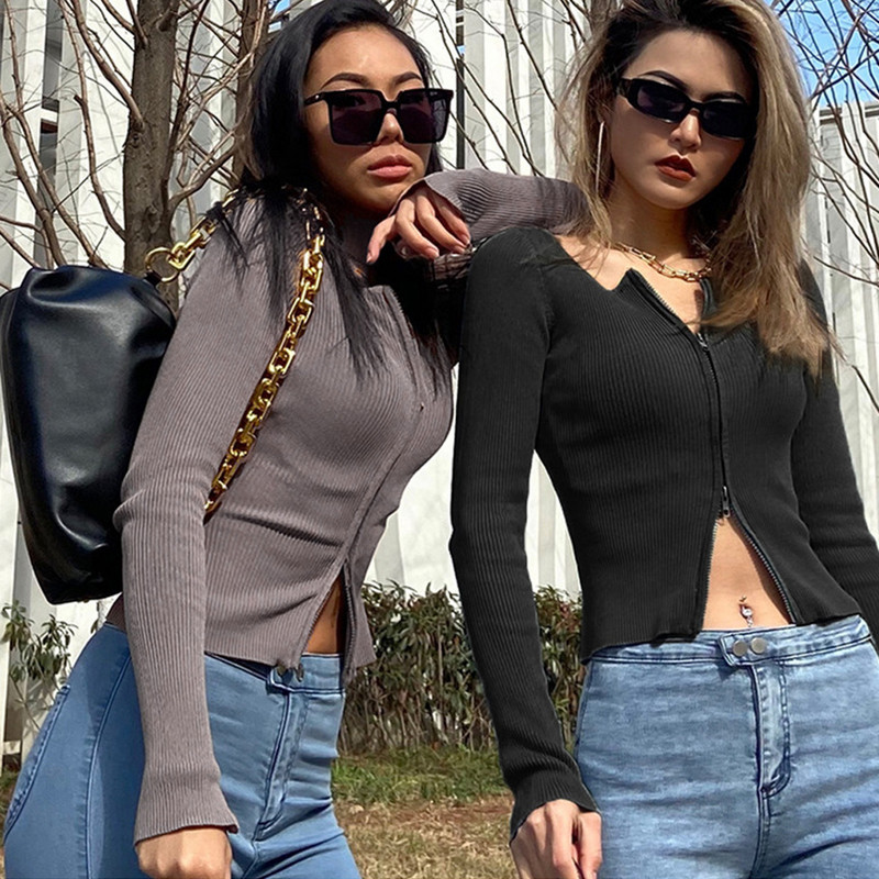 Sportinė viršutinė moteriška striukė su dvigubu užtrauktuku ilgomis rankovėmis treniruoklių salė Greito bėgimo treniruotė Sportinė vienspalvė jogos treniruočių apranga Sportinė apranga