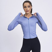 Moteriška bėgimo striukė su užtrauktuku, sportinė lieknėjimo korėjietiška negabaritinė sportinė viršūnė ilgomis rankovėmis Greitai išdžiūsta kūno rengybos rūbai jogos drabužiai