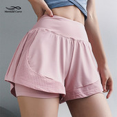 Mermaid Curve Summer New Mesh αναπνεύσιμο αθλητικό σορτς Γυναικείο 2 σε 1 χαλαρό γρήγορο στέγνωμα γυμναστικής για τρέξιμο σορτς γιόγκα ιππασίας