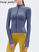 Hoip Jeeky jogas jaka ar rāvējslēdzēju rudens garām piedurknēm sporta zāle Fitness stingrs viduklis Neilona sporta topi treniņiem, plāni sieviešu tērpi