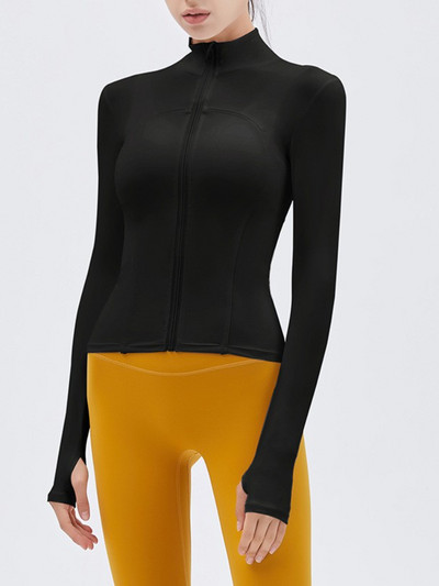 Hoip Jeeky jogas jaka ar rāvējslēdzēju rudens garām piedurknēm sporta zāle Fitness stingrs viduklis Neilona sporta topi treniņiem, plāni sieviešu tērpi