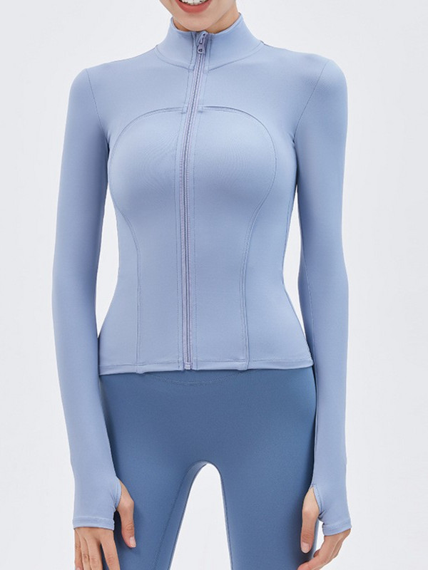 Hoip Jeeky jogas jaka ar rāvējslēdzēju rudens garām piedurknēm sporta zāle Fitness stingrs viduklis Neilona sporta topi treniņiem, plāni sieviešu tērpi