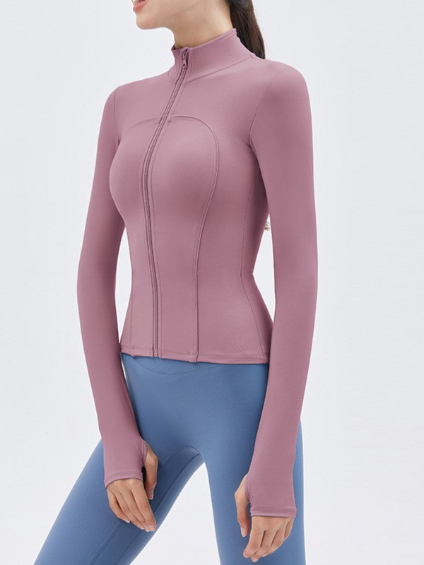 Hoip Jeeky jogas jaka ar rāvējslēdzēju rudens garām piedurknēm sporta zāle Fitness stingrs viduklis Neilona sporta topi treniņiem, plāni sieviešu tērpi