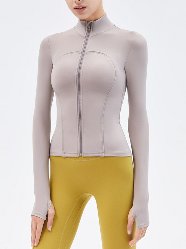 Hoip Jeeky jogas jaka ar rāvējslēdzēju rudens garām piedurknēm sporta zāle Fitness stingrs viduklis Neilona sporta topi treniņiem, plāni sieviešu tērpi