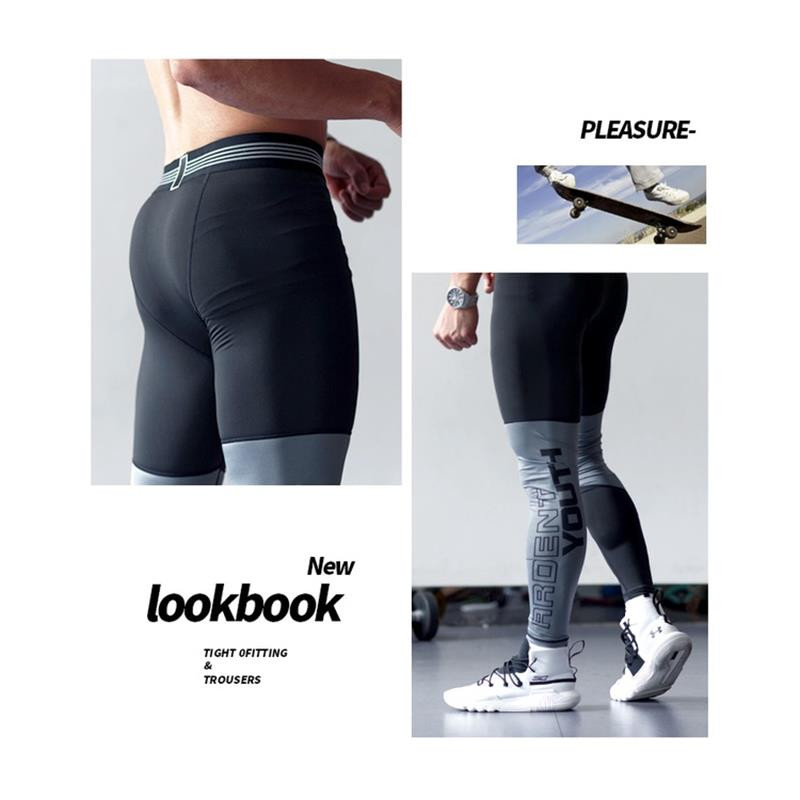 Kompresinės pėdkelnės Sportas Vyras Greitai džiūstančios treniruoklių salė Antblauzdžiai Elastingi Vyriški Bėgiojantis Krepšinis Treniruotės Vyriškos bėgimo kelnės