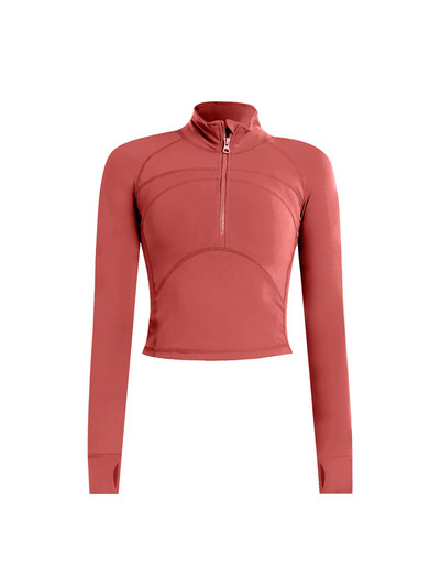 Hoip Jeeky Sieviešu Īsa Joga Jaka Statīvs Apkakle Vēja Necaurlaidīga Ātri Dry Jakas Garām Piedurknēm Ar Rāvējslēdzēju Sporta krekls Bezmaksas piegāde Jaka Y2k