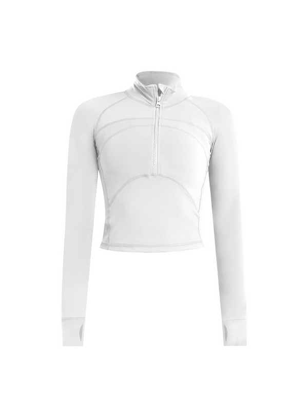 Hoip Jeeky Sieviešu Īsa Joga Jaka Statīvs Apkakle Vēja Necaurlaidīga Ātri Dry Jakas Garām Piedurknēm Ar Rāvējslēdzēju Sporta krekls Bezmaksas piegāde Jaka Y2k