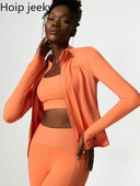 Hoip Jeeky rudens žiemos nauji jogos drabužiai sportiniai drabužiai moterims, užtrauktukai, fitneso drabužiai ilgomis rankovėmis jogos striukė bėgimo striukė Taip