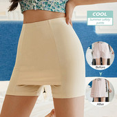 Drošības bikses ar augstu vidukli Boxer Sieviešu ledus zīda plānas slaidas pieguļoši sieviešu vasaras šorti Divslāņu bezšuvju svārku šorti