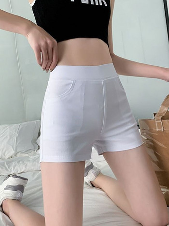 Fehér alsónadrág Női szűk elasztikus magas derekú csípőnadrág sportrövid Női tükröződésmentes Ultrarövid Hot Gym leggings