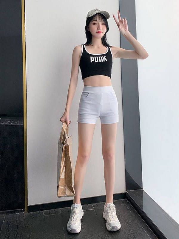 Fehér alsónadrág Női szűk elasztikus magas derekú csípőnadrág sportrövid Női tükröződésmentes Ultrarövid Hot Gym leggings