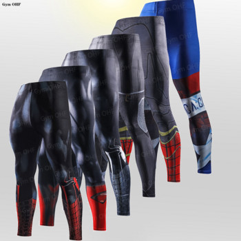 Super Hero 3D Printing Мъжки клинове Rashguard Компресивни панталони Мъжки фитнес зала Фитнес Бягане Джогинг Тренировка Тренировка Панталони Мъжки