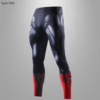 Szuperhős 3D nyomtatás Férfi Leggings Rashguard kompressziós nadrágok Férfi Edzőterem Fitnesz Futás Kocogás Edzés Edzés Nadrágok Férfi