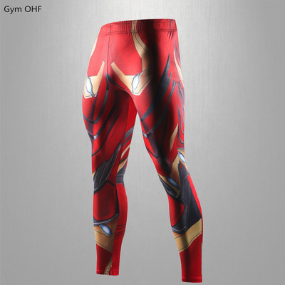 Szuperhős 3D nyomtatás Férfi Leggings Rashguard kompressziós nadrágok Férfi Edzőterem Fitnesz Futás Kocogás Edzés Edzés Nadrágok Férfi