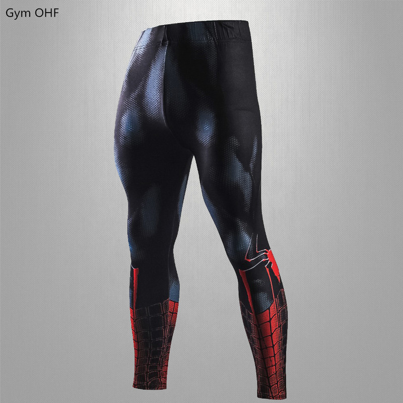 Szuperhős 3D nyomtatás Férfi Leggings Rashguard kompressziós nadrágok Férfi Edzőterem Fitnesz Futás Kocogás Edzés Edzés Nadrágok Férfi