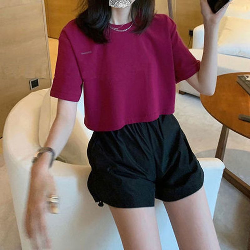 Sieviešu sporta šorti ar augstu vidukli Plānas bikses ar platām kājām Studentu skriešanas fitnesa vingrinājumi Ātri žūstoši ikdienas šorti ar aukliņu