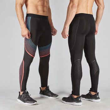 Компресионни панталони Мъжки чорапогащи за бягане Фитнес Спортни клинове Панталони за фитнес тренировка Джогери Фитнес Атлетични тесни панталони на райета