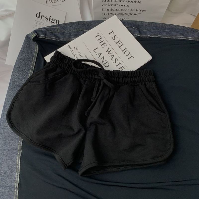 Γυναικείο καλοκαιρινό αθλητικό σορτς ψηλόμεσο αδυνάτισμα casual παντελόνι τριών τετάρτων Φοιτητικό κορεατικό φαρδύ παντελόνι γυμναστικής