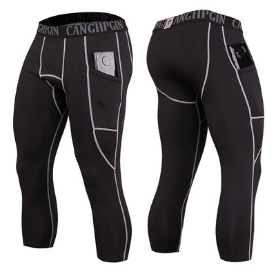 Muške kompresijske hlače 3/4 s džepovima na donjem sloju tajica