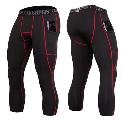 Muške kompresijske hlače 3/4 s džepovima na donjem sloju tajica