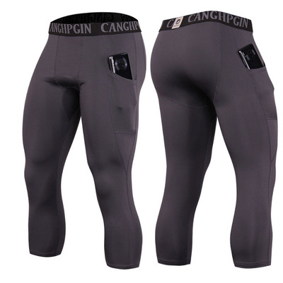 Muške kompresijske hlače 3/4 s džepovima na donjem sloju tajica