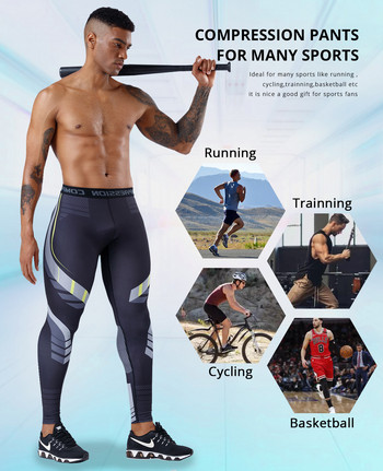 Спортни мъжки чорапогащи Компресивни панталони за бягане Бързосъхнещи фитнес клинове Мъжки спортни тренировъчни баскетболни чорапогащи Панталони за фитнес