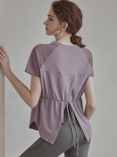 Woorlovekzg Zumba Yoga Wear Sportinė striukė Moteriškas rytinis bėgimas trumpomis rankovėmis Bėgimas Greitai džiūstantis kvėpuojantis marškinėliai Moterys Korėja