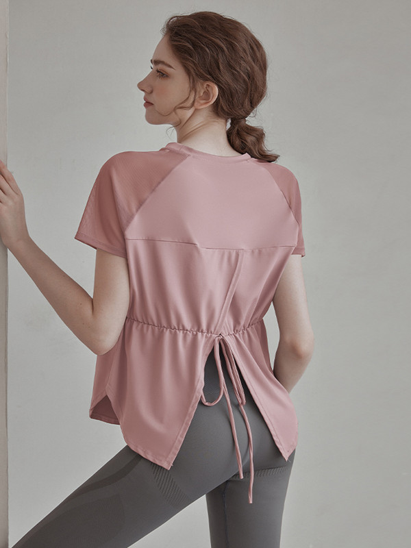 Woorlovekzg Zumba Yoga Wear Sportinė striukė Moteriškas rytinis bėgimas trumpomis rankovėmis Bėgimas Greitai džiūstantis kvėpuojantis marškinėliai Moterys Korėja