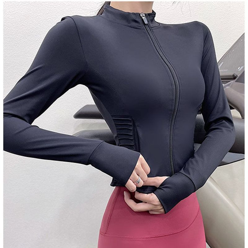 Sportinė striukė Moteriška rudens žiemos stovi apykakle su užtrauktuku Bėgimo viršus Liekninantis greitai džiūstantis paltas Viršutiniai drabužiai Treniruotės