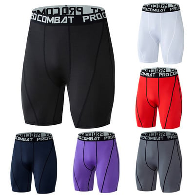 Pantaloni scurți de compresie pentru bărbați, culturism, fitness, uscare rapidă, antrenament, pantaloni de gimnastică, pantaloni de gimnastică, elastic, strânși