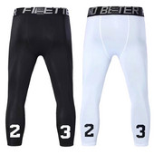 αριθμός:23 Ανδρικό παντελόνι συμπίεσης 3/4 Dry Cool Sports Baselayer Running Workout Active Καλσόν Κολάν συμπίεσης Αθλητικά ρούχα