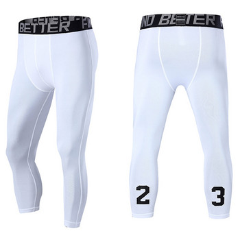 номер:23 Мъжки 3/4 компресионни панталони Dry Cool Sports Baselayer Running Workout Активен чорапогащник Клинове Компресионно спортно облекло