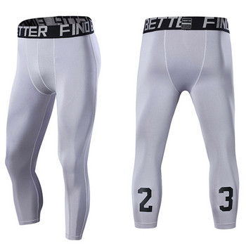 номер:23 Мъжки 3/4 компресионни панталони Dry Cool Sports Baselayer Running Workout Активен чорапогащник Клинове Компресионно спортно облекло