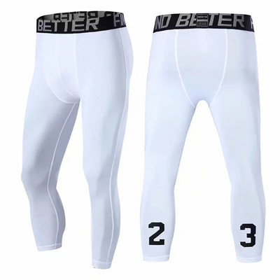αριθμός:23 Ανδρικό παντελόνι συμπίεσης 3/4 Dry Cool Sports Baselayer Running Workout Active Καλσόν Κολάν συμπίεσης Αθλητικά ρούχα