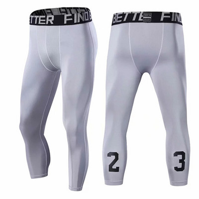 αριθμός:23 Ανδρικό παντελόνι συμπίεσης 3/4 Dry Cool Sports Baselayer Running Workout Active Καλσόν Κολάν συμπίεσης Αθλητικά ρούχα