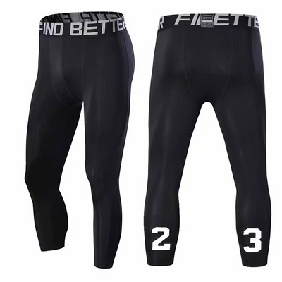 αριθμός:23 Ανδρικό παντελόνι συμπίεσης 3/4 Dry Cool Sports Baselayer Running Workout Active Καλσόν Κολάν συμπίεσης Αθλητικά ρούχα