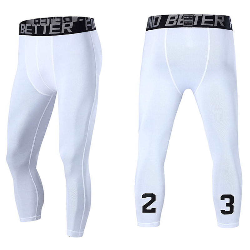 αριθμός:23 Ανδρικό παντελόνι συμπίεσης 3/4 Dry Cool Sports Baselayer Running Workout Active Καλσόν Κολάν συμπίεσης Αθλητικά ρούχα