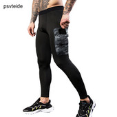 psvteide Férfi Pocket Leggings Kompressziós nadrágok Férfi Testépítés Pantalones Hombre Camouflage Pocket Joggers Férfi futóharisnya