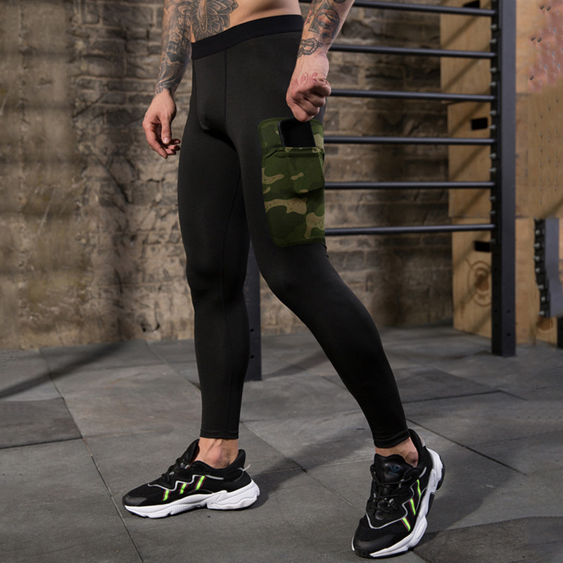 psvteide Férfi Pocket Leggings Kompressziós nadrágok Férfi Testépítés Pantalones Hombre Camouflage Pocket Joggers Férfi futóharisnya
