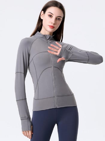 Νέα Yoga Outwear Woman Slim Stretch Fitness Top Μακρυμάνικο αθλητικό μπουφάν που απορροφά τον ιδρώτα Top Woman Outdoor Gym Ρούχα