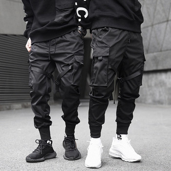 Ανδρικές κορδέλες Color Block Μαύρο παντελόνι Cargo Pocket Harem Joggers Harajuku Sweatpant Hip Hop Παντελόνι