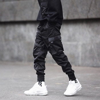 Ανδρικές κορδέλες Color Block Μαύρο παντελόνι Cargo Pocket Harem Joggers Harajuku Sweatpant Hip Hop Παντελόνι